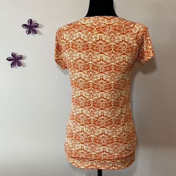 Rust & Cream Slinky CrissCross Top sz Medium - Picture 4 of 6